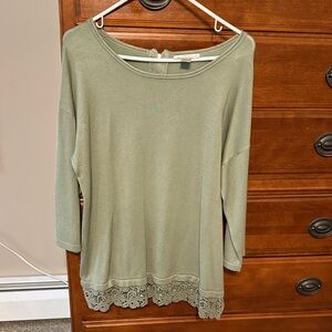 Christopher & Banks Sage Lace Hem Tunic